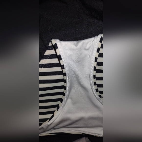 black & white bikini top with striped Victoria Secret Unforgettable bottom - Picture 12 of 15